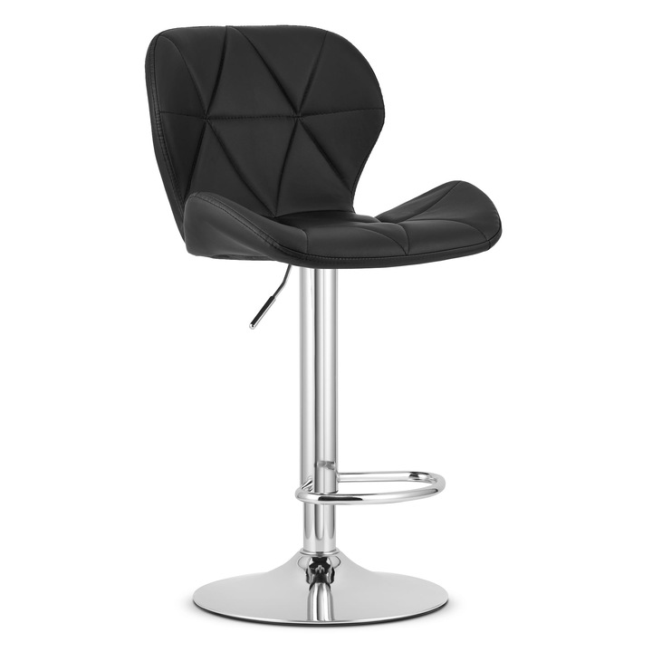 Scaun Leobert, piele ecologica, negru, inaltime ajustabila, rotativ, 90 - 111 cm