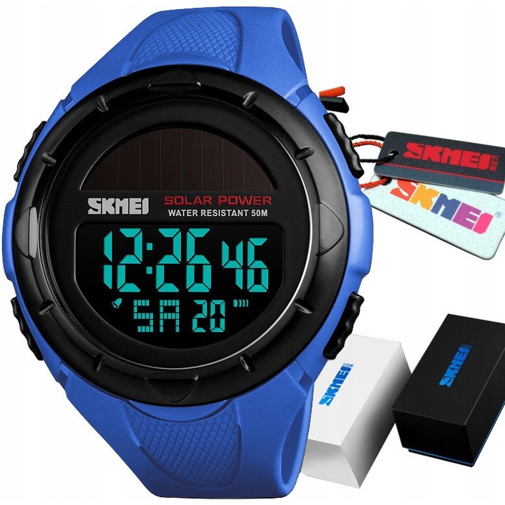 Ceas sportiv barbati SKMEI Solar Power, mecanism quartz, 20mm
