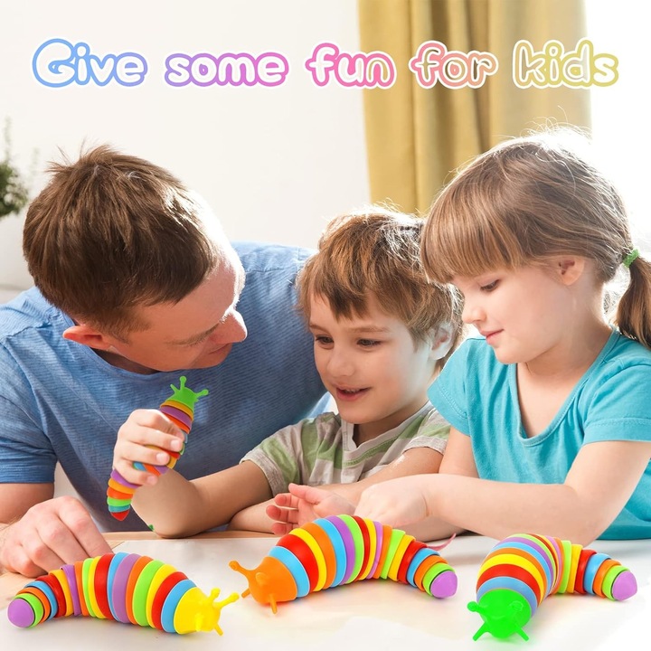 Jucarie Senzoriala Antistres, OEM, Fidget Toys, Omida Curcubeu, 18.6 cm, Functie de Luminat, +3 Ani, Multicolor