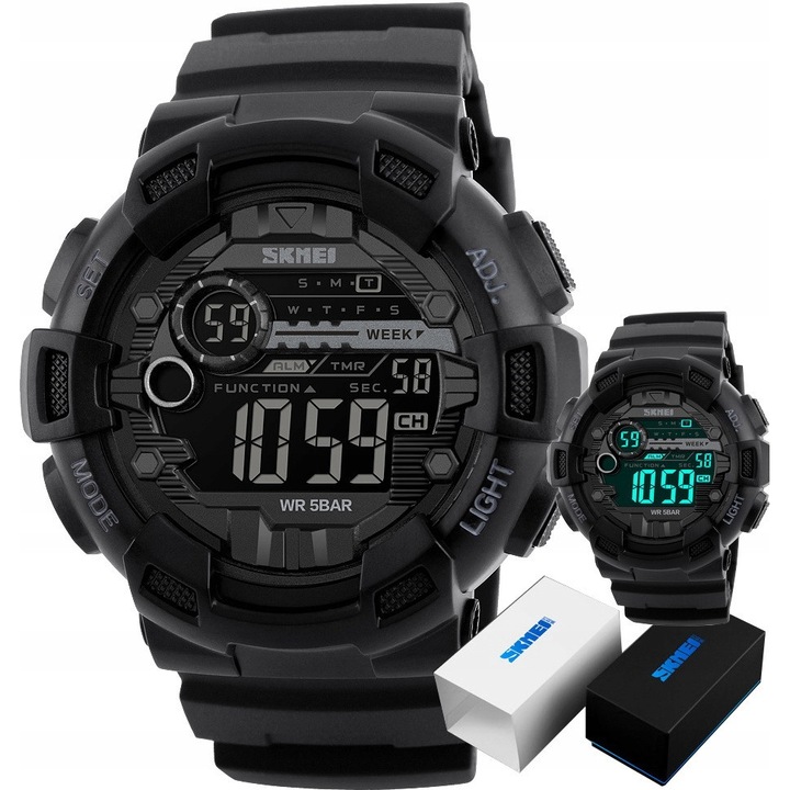 Ceas sport barbati SKMEI SHOCK WATCH, negru, design militar, analog