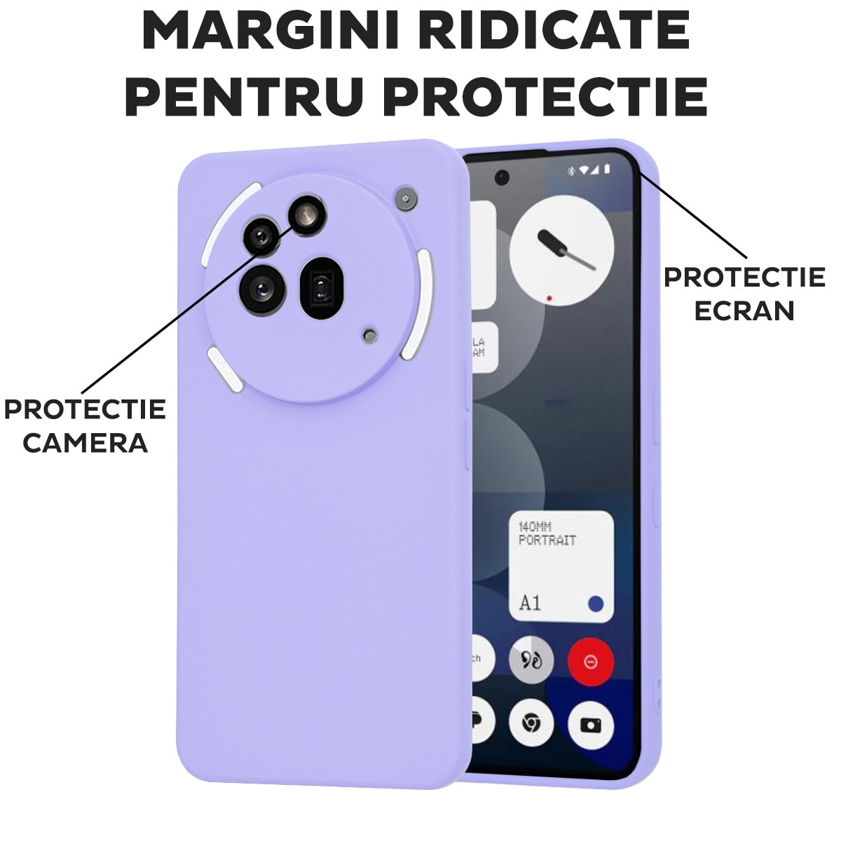 Husa pentru Nothing Phone (3a) Pro Daden® Silicon SoftFlex, Ultra Slim, Protectie sporita, Interior de microfibra, Mov deschis