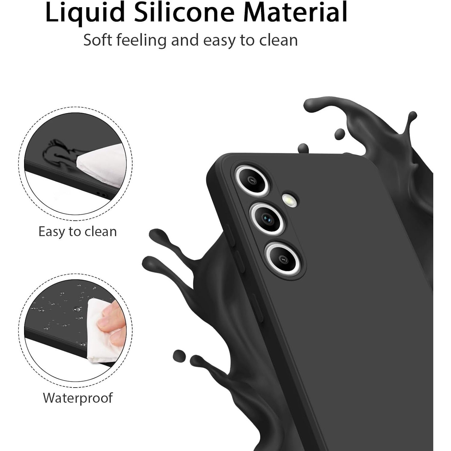 Husa telefon compatibila cu Samsung Galaxy A16 4G / A16 5G, Soft Silicone Premium, Anti-Soc, Protectie camera, Microfibra interior ( catifea ), Margini Ridicate pentru Protectia Ecranului, Negru