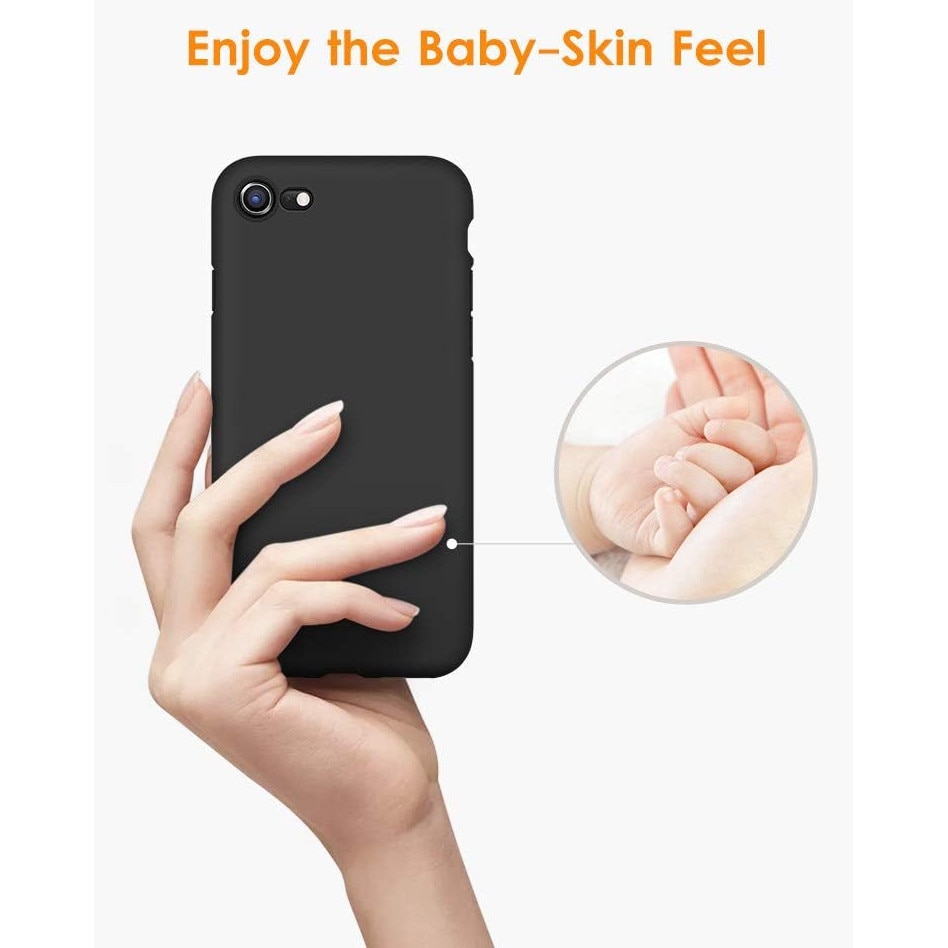 Husa telefon compatibila cu iPhone 7 / 8 / SE 2020 / SE 2022, Soft Silicone Premium, Anti-Soc, Protectie camera, Microfibra interior ( catifea ), Margini Ridicate pentru Protectia Ecranului, Negru