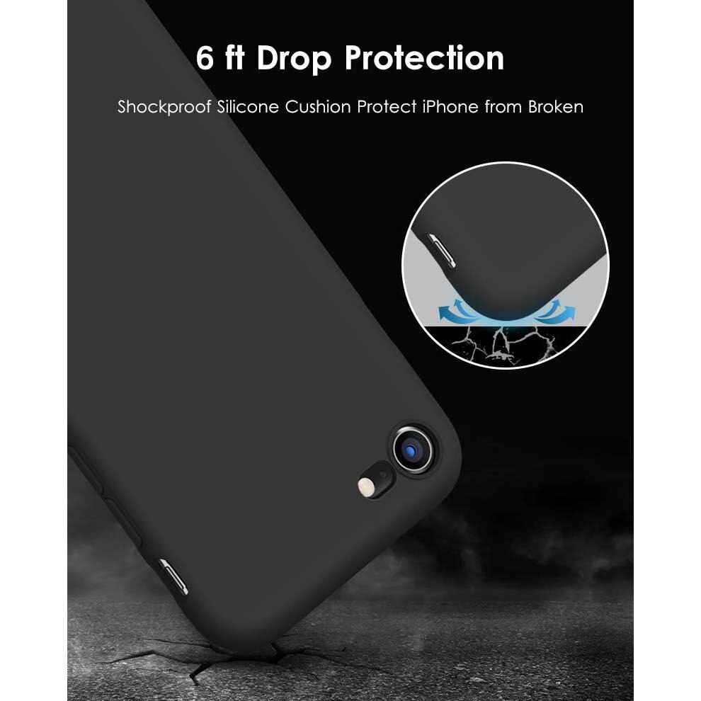 Husa telefon compatibila cu iPhone 7 / 8 / SE 2020 / SE 2022, Soft Silicone Premium, Anti-Soc, Protectie camera, Microfibra interior ( catifea ), Margini Ridicate pentru Protectia Ecranului, Negru