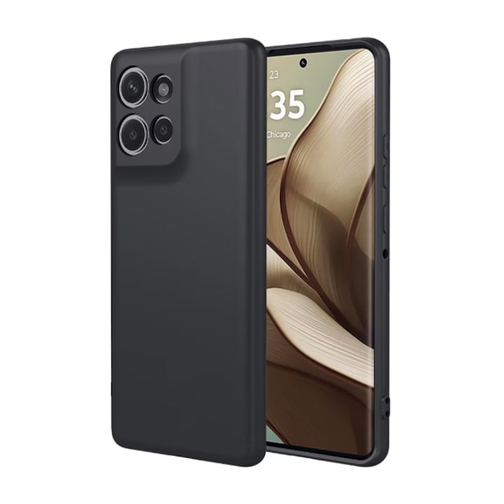 Motorola Edge 50 Neo-val kompatibilis telefontok, Soft Silicone Premium, ütésálló, kameravédelem, mikroszálas belső (bársony), megemelt élek a képernyő védelméért, fekete