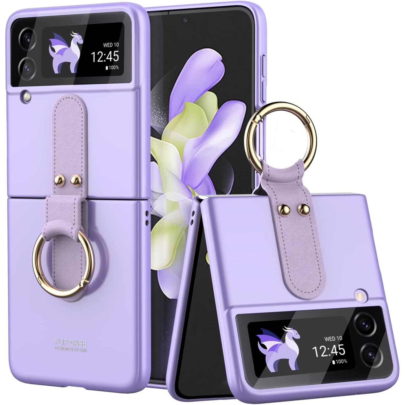 Husa Samsung Galaxy Z Flip 4, Prudom, cu suport inel, slim, anti-zgariere, mov