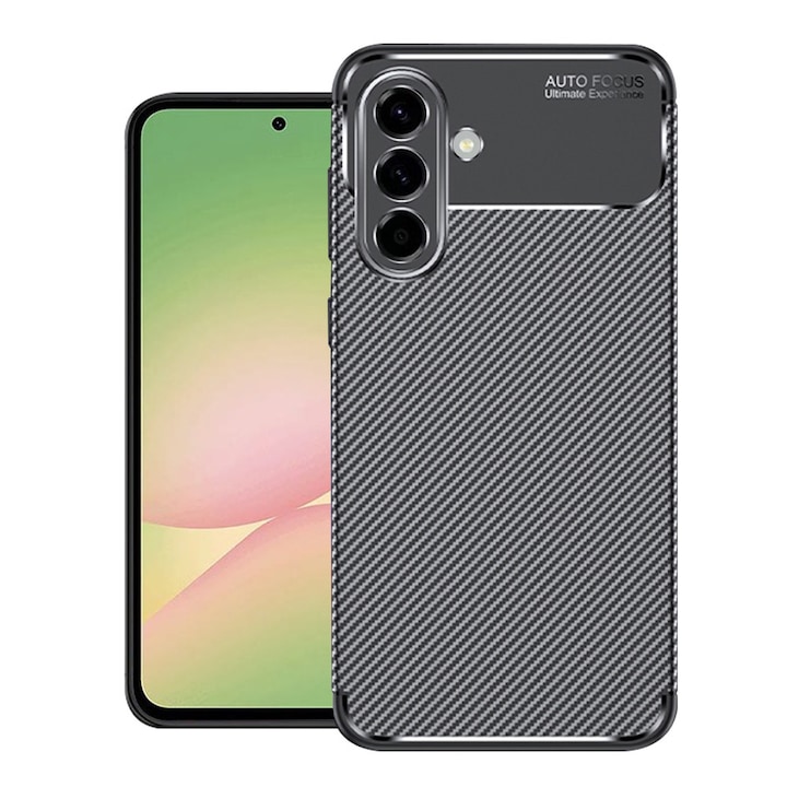 Husa pentru Samsung Galaxy A56 5G Daden® Flexibila Antisoc Carbon, Protectie camera, Slim, Hybrid Antisoc, Negru