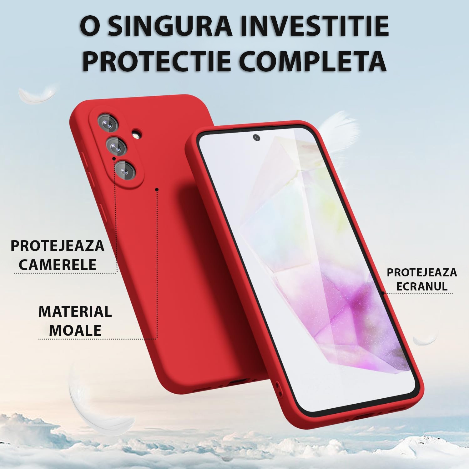 Husa pentru Samsung Galaxy A56 Daden® Silicon Soft, Ultra Slim, Protectie sporita, Interior de microfibra, Rosu