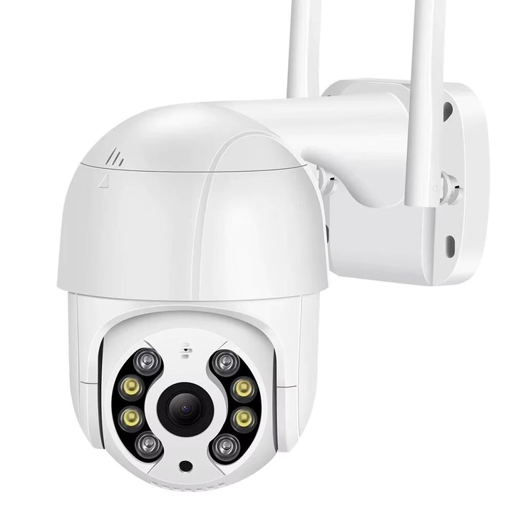 Camera de Supraveghere Juls&Sim® Wifi, 8MP, Exterior, 5X Zoom, rotire unghi 90, audio bidirectional, stocare TfCard/cloud, vizionare nocturna