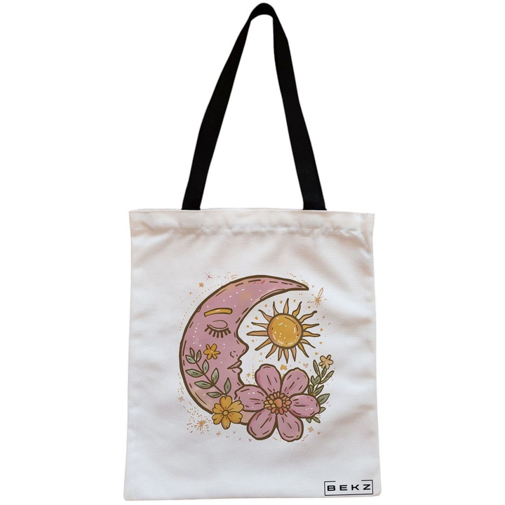 Sunny Moon női vászon hordtáska, 38x34,5 cm, fehér, BEKZ