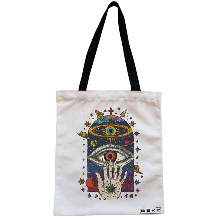 Női vászon hordtáska Energy Mood 4, 38x34,5 cm, fehér, BEKZ