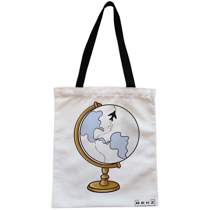 Vászon hordtáska női utazó lányoknak 17, 38x34,5 cm, fehér, BEKZ