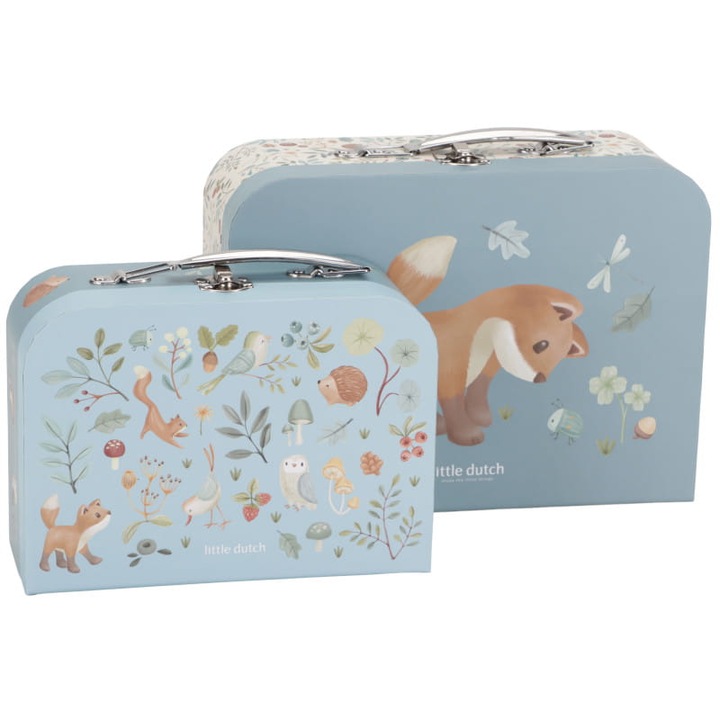 Set 2 valize pentru copii, Little Dutch, Forest Friends, ilustratii cu vulpi, 2+ ani