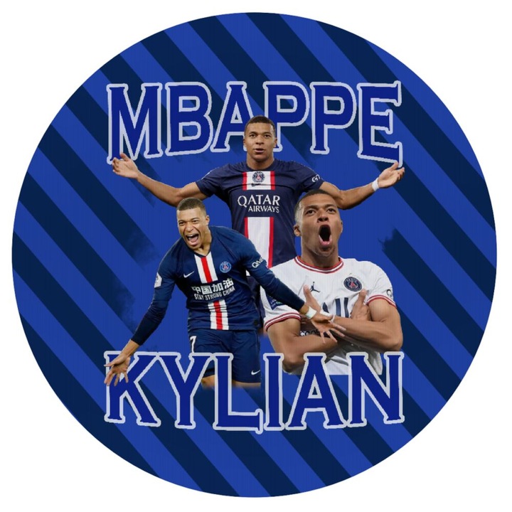Mousepad rotund 20cm, Kylian Mbappe, silicon, 3mm grosime