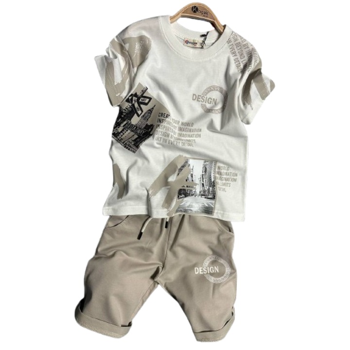 Детски комплект Design, за момче, 36474, Бял/Бежов
