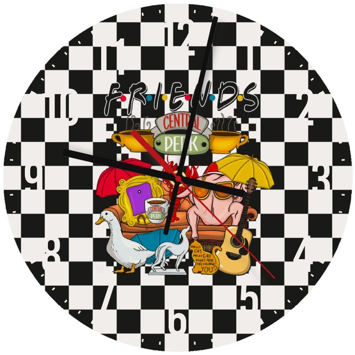 Ceas decorativ de perete din lemn 30cm, mecanism silentios, montare pe perete