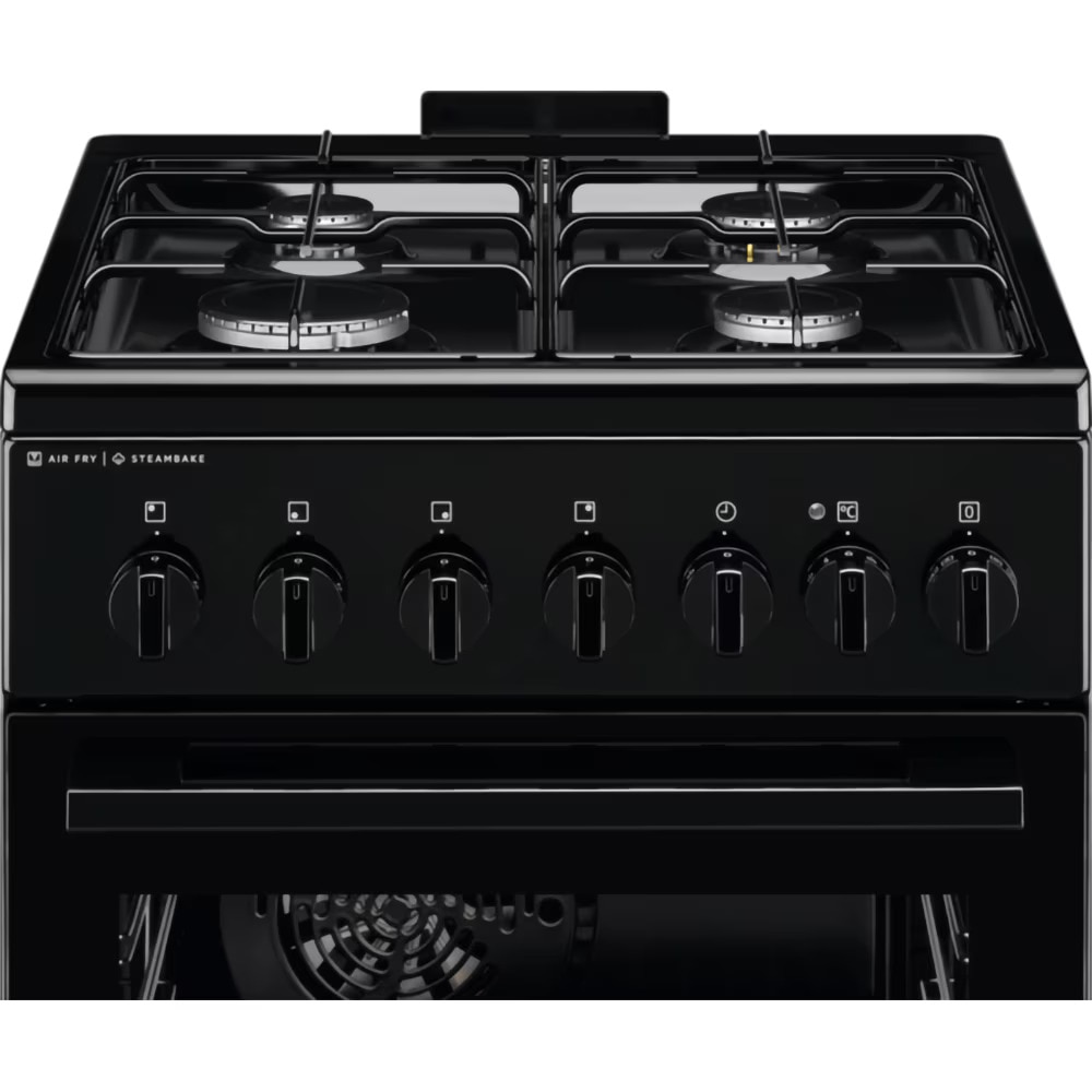 Aragaz ELECTROLUX LKK560010K, SteamBake, 4 arzatoare, Gaz + Electric, L 50 cm, Grill, Negru