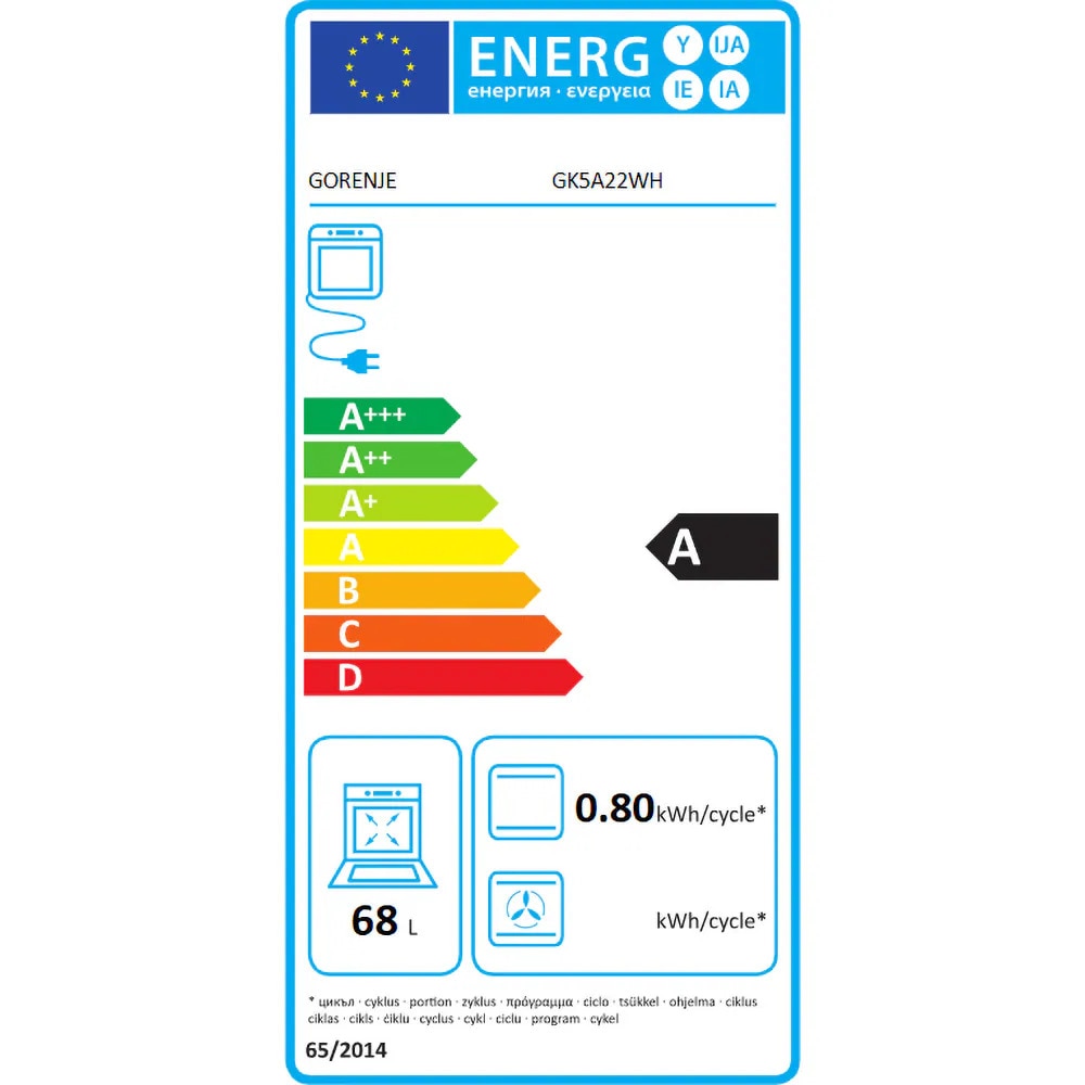 Aragaz GORENJE GK5A22WH, 4 arzatoare, Mixt, Gaz si Electric, L 50 cm, Grill, Alb