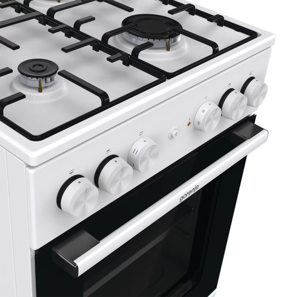Aragaz GORENJE GK5A22WH, 4 arzatoare, Mixt, Gaz si Electric, L 50 cm, Grill, Alb