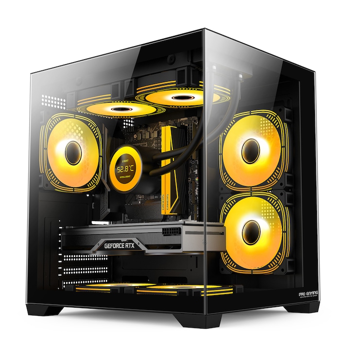 Sistem Desktop Pc Gaming Ambra Black AMD RYZEN 5 5600X pana la 4.1Ghz, 16GB RAM DDR4, 512GB SSD, Placa Video 8GB, WI-FI 6, Windows 11 Home