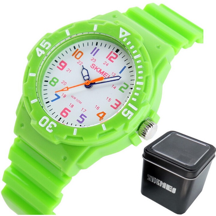 Ceas copii SKMEI KIDS WATCH, mecanism japonez, curea siliconica moale, multicolor, WR50
