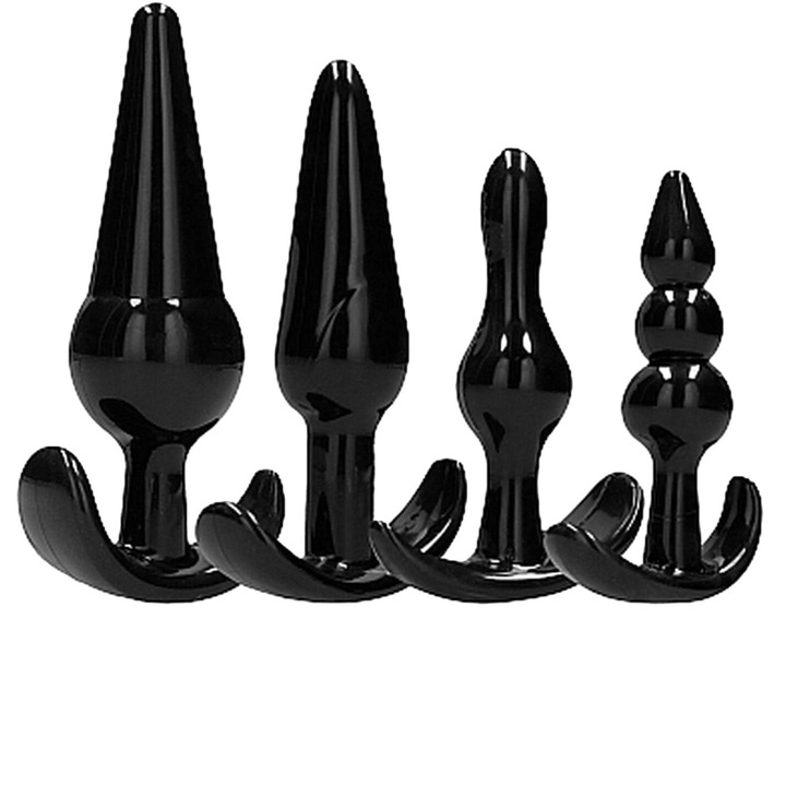 4db anális dugós készlet, SONO, TPE, vízálló, fekete