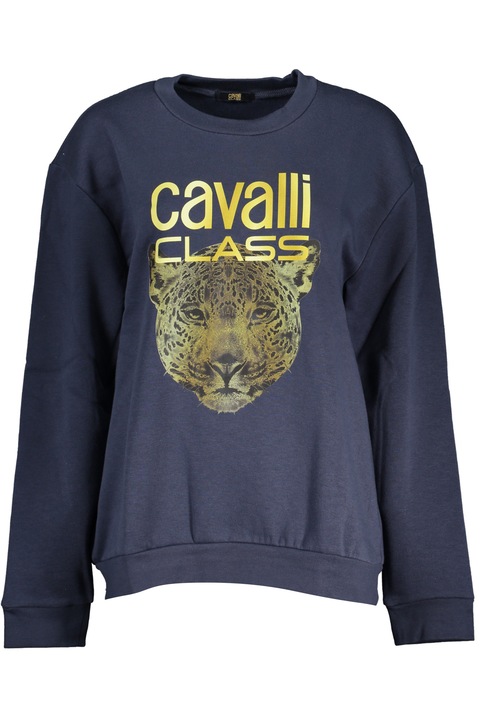 Bluza cu menca lunga, Cavalli Class, Fleece, Albastru, M INTL