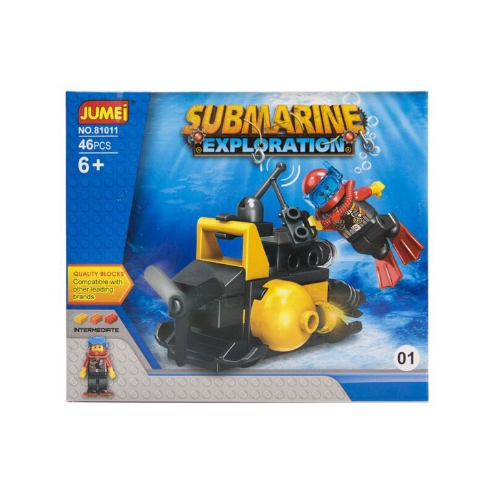 Set de constructie Jumei, Explorare Submarina, 46 elemente, 14x12cm, +6ani