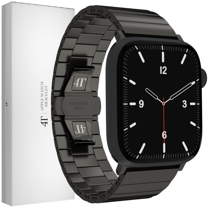 Apple Watch szíj, 4TechGoods, 42/41/40/38 mm, rozsdamentes acél, állítókészlet