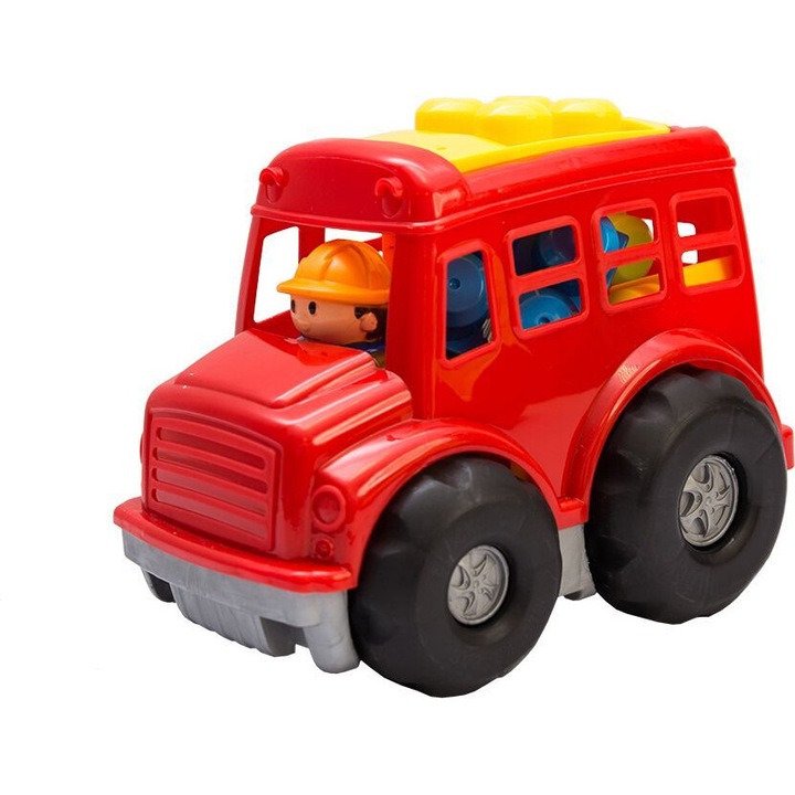 Автобус, Конструктор, Kathay-Haster, 9 части, 23x15x18cm, Червен