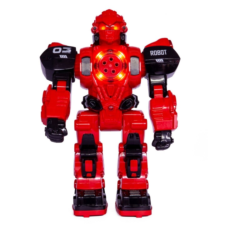 Играчка робот Kathay-Haster, интерактивен, червен, 34x23x11cm, с функции за движение и звук, управлява се с дистанционно