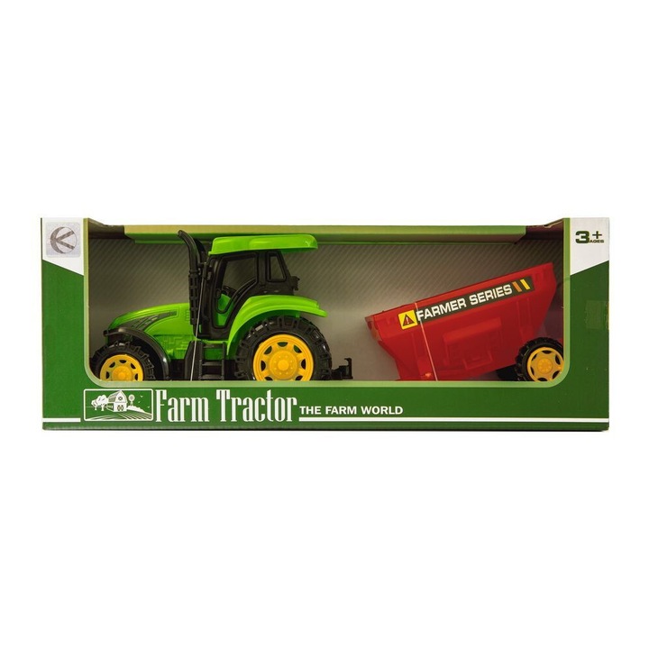 Трактор Kathay-Haster с ремарке пластмасов зелен 28см