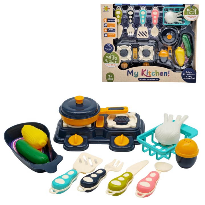 Детски кухненски комплект Kathay-Haster, 10 елемента, пластмаса, 37x7x30см