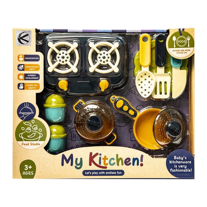 Детски кухненски комплект Kathay-Haster, 10 елемента, пластмаса, 37x7x30см