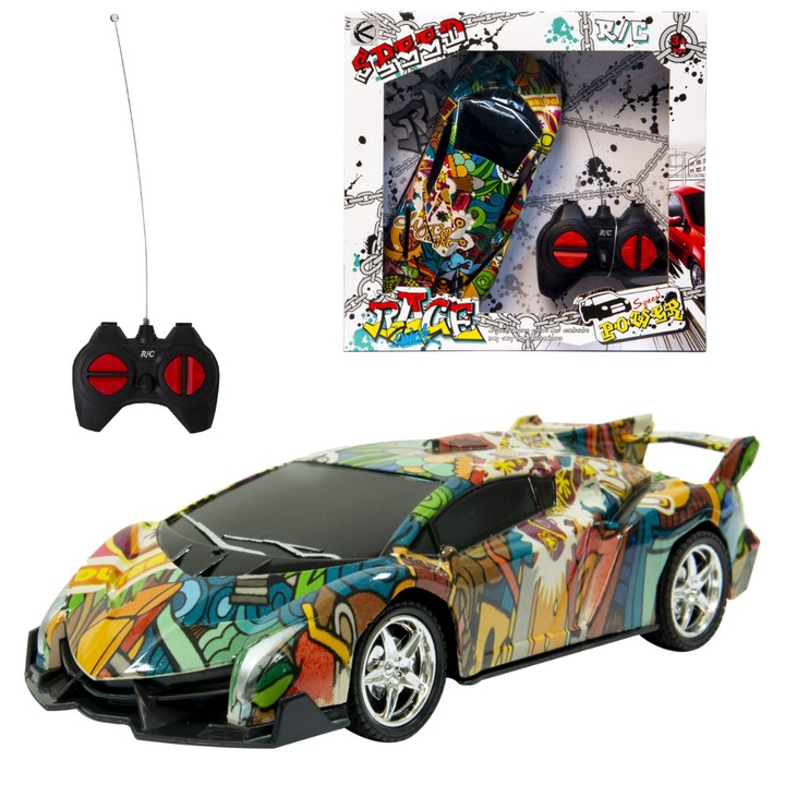 Спортна кола с дистанционно управление Kathay-Haster, графити, 19 см, +3 години