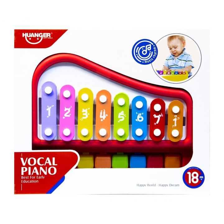 Orga educationala, Huanger, cymbale rosii, 26cm, +18 luni