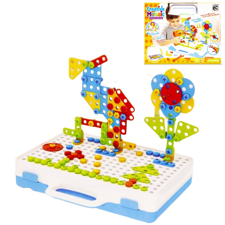 Set educativ de asamblare cu unelte, Kathay-Haster, 237 elemente, +3ani