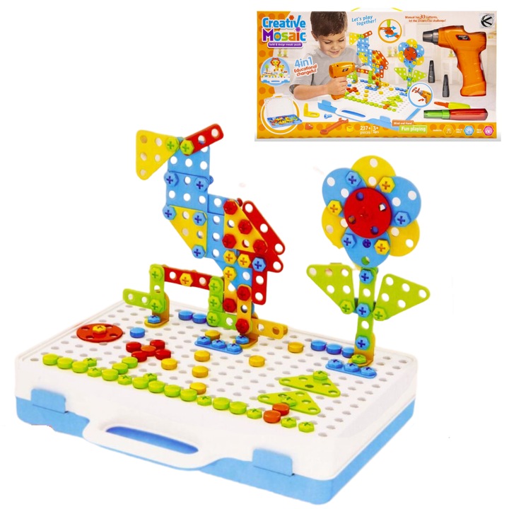 Set educativ de construit Kathay-Haster, 237 piese, unelte incluse, multicolor, +3ani