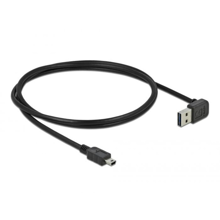 Cablu DeLock EASY-USB 2.0 Type-A unghiular > Mini-B, 1m, negru