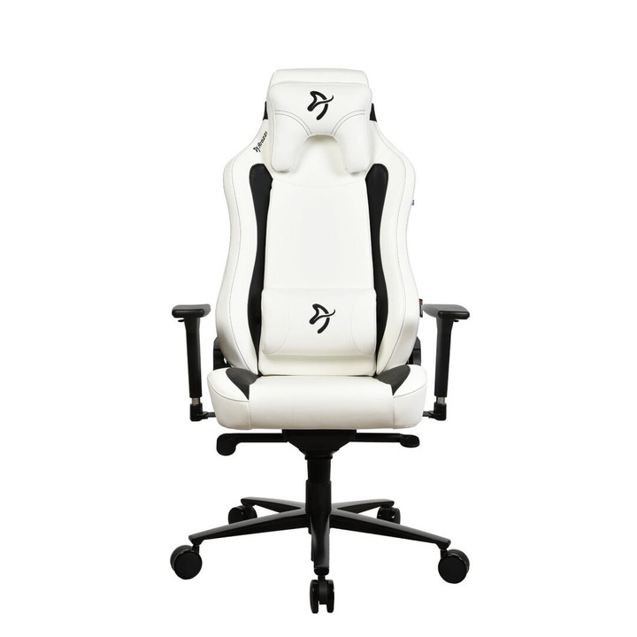 Scaun gaming Arozzi Vernazza, alb, 145kg, cu suport pentru spate si cap, cotiere ajustabile