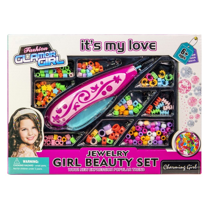 Коралов комплект за сплитане на коса, Kathay-Haster, 9 вида, цветен, 30x5x22 см