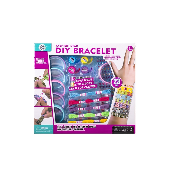 Творчески комплект гривни Kathay-Haster, 6 гривни, 6 декоративни ленти, 5 шнура, многоцветни, 32,5x4,5x29,5 см