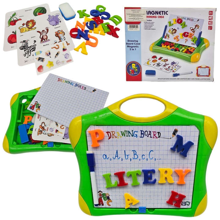 Tablita magnetica 2 in 1, FUN, literi si imagini, multicolor, +3ani