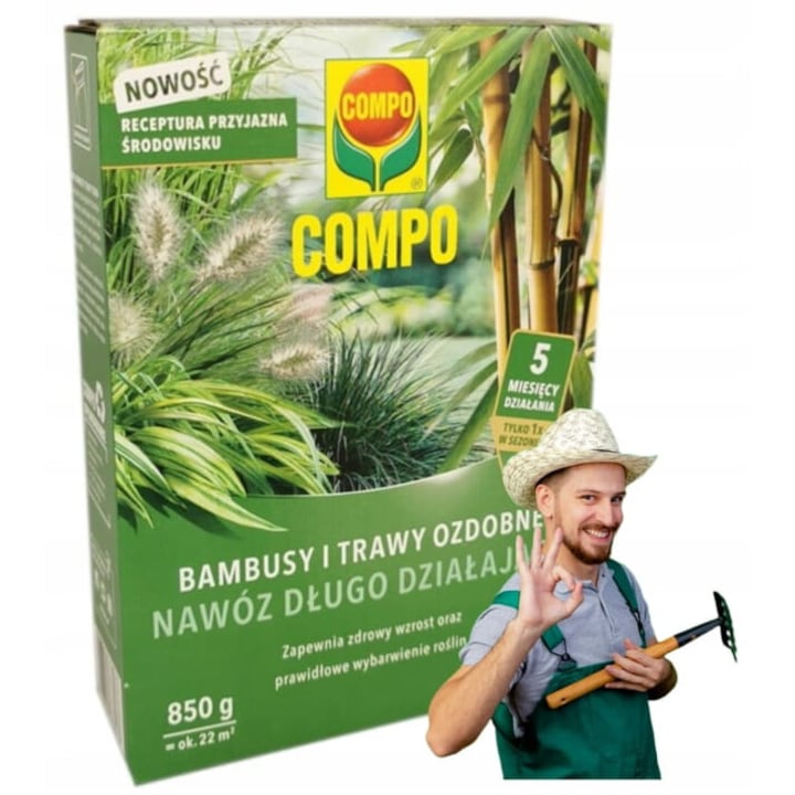 Szabályozott hatóanyag-leadású műtrágya 850 g bambuszhoz és díszfűhöz, Compo, 6 hónapig hat
