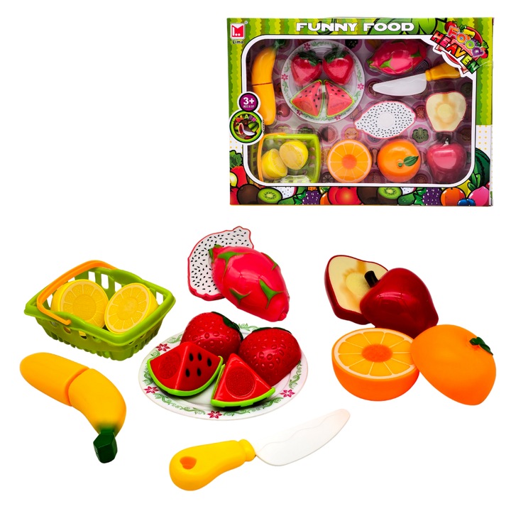 Set de taiere fructe cu accesorii, Lima, Plastic, Multicolor, +3ani