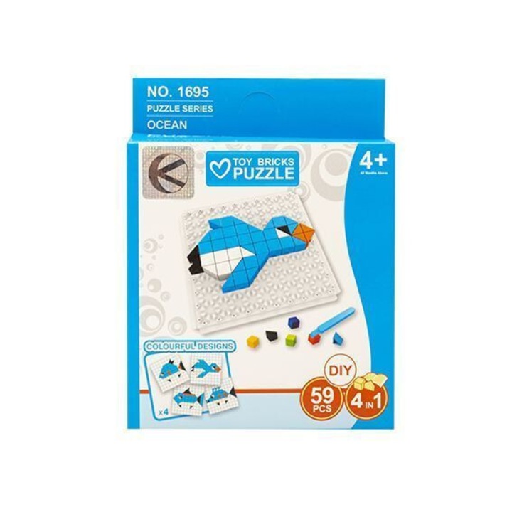 Puzzle Toy Bricks, 59 elem, tengeri állatok, +4 év