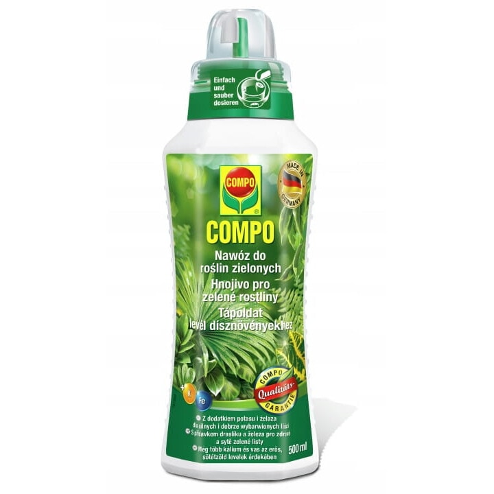 Compo ásványi műtrágya zöld növények számára 500ml, NPK formula 7-3-6, vas és kálium tartalom