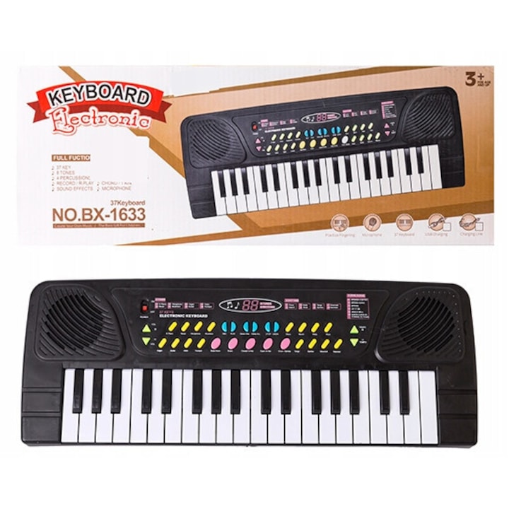 Orga cu microfon, AB, 37 clape, negru, +3ani