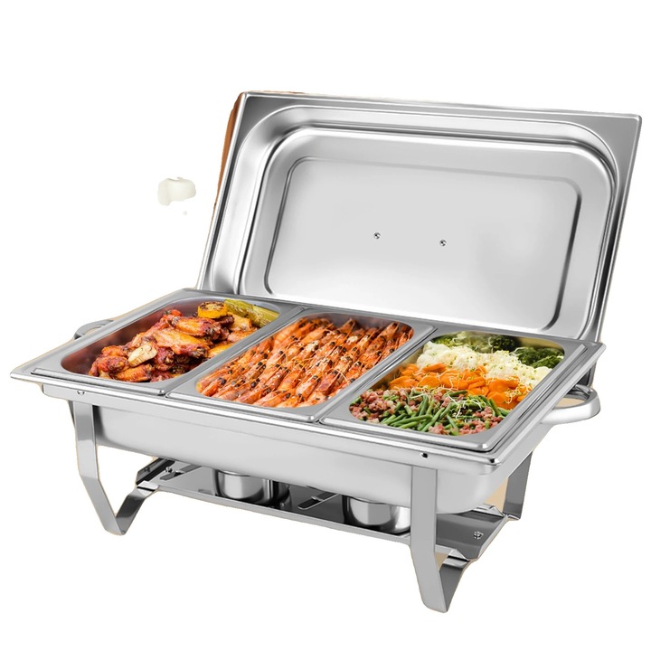 Тава Gastronorm, неръждаема стомана 410, 3 отделения, 63,5x35,5x32см, сребриста