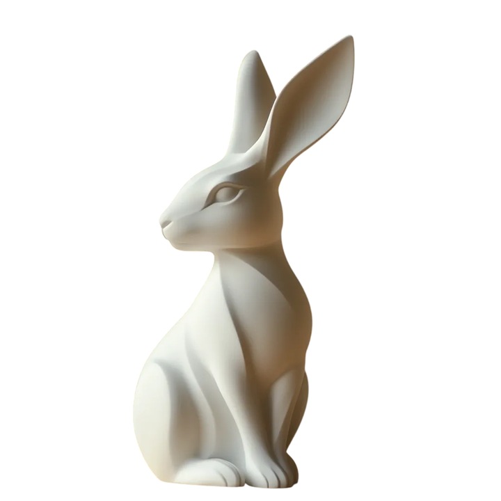 Decoratiune minimalista iepure de paste, alb, 13x6cm PLA